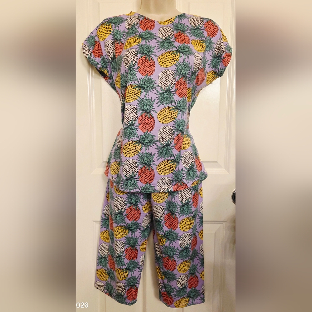 Pineapple Print Two-Piece Lounge Set
